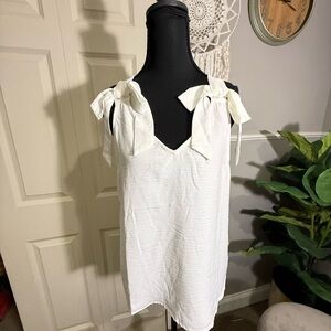 CeCe White Sleeveless Top with Bow Details